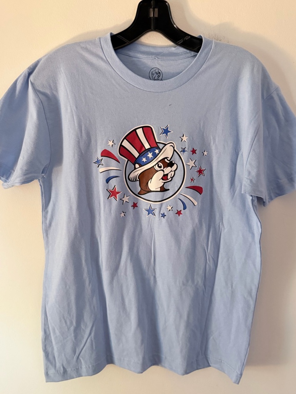 Buc-ee's Sweet Land of Liberty Graphic Cotton T-Shirt Light Blue Men's Small